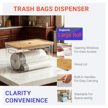 23-33 Gallon Trash Bags with Clear Trash Bag Dispenser | Heavy Duty 1.2 Mil THICK 25 Count with Reinforced Drawstring Compatible with Rubbermaid Brute 23 Gallon Slim Jim & 30, 32, 33 Gallon Trash Can - color: 25 Count