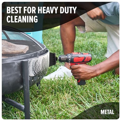 Dirt Devil Hard Bristle Cleaning Brush Set, 2 Piece, 2" and 3.5" Brushes Included, for Use on Brick, Grout, Cast Iron and More, Heavy Duty Cleaning, Scrubber Brush Drill Attachment for Cleaning - style: Hard Bristle Brush