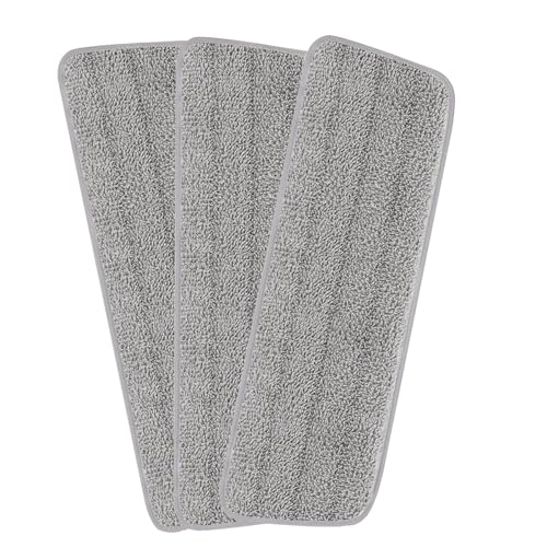 Set of 3 Microfiber Spray Mop Replacement Heads for Wet/Dry Mops Reusable Replacement Refills Fits for Bona Floor Care System (gray) - color: Gray