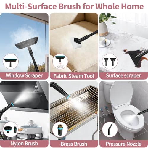 Steam Cleaner for Home & Car, 3-Level Adjustable Steamer for Cleaning with Temp Display,15s Fast Heat,1.8L Large Tank, 4Bar Powerful Steam for Grout,Grease,Tile,Couch,Toilet, Car Detailing,Windows