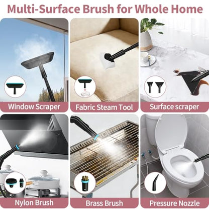 Steam Cleaner for Home & Car, 3-Level Adjustable Steamer for Cleaning with Temp Display,15s Fast Heat,1.8L Large Tank, 4Bar Powerful Steam for Grout,Grease,Tile,Couch,Toilet, Car Detailing,Windows