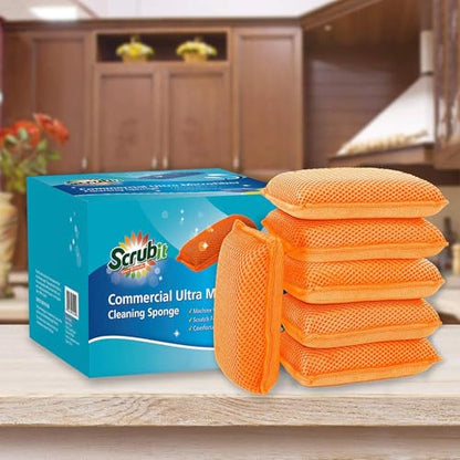 Commercial Miracle Microfiber Kitchen Sponge by Scrub-It - Large - Non-Scratch Heavy Duty Dishwashing Cleaning sponges- Machine Washable- (Orange, 6 Pack) - color: Orange