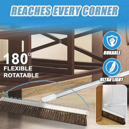 Broom for Hardwood Floors, 18" Swivel Head, 54" Handle Sweeper Lightweight Broom Easy Sweep Like Horsehair Broom