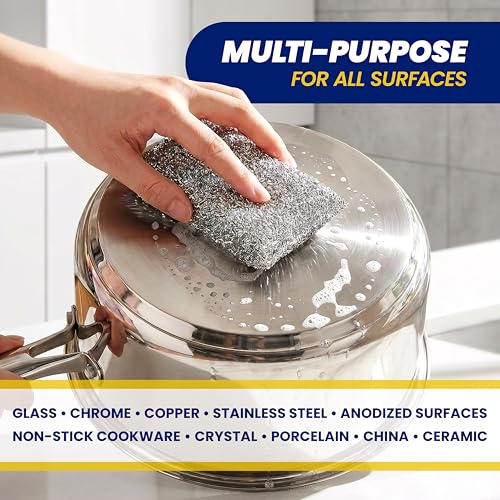 SCRUBIT Scrub Sponges for Kitchen, Non-Scratch Dish Sponges, Heavy Duty Steel Wool Scrubber Sponges Kitchen & Dishes Scrubbers (12)