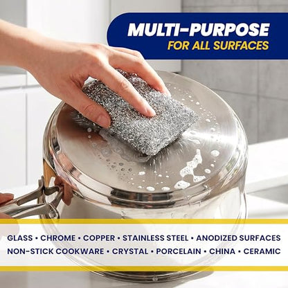 SCRUBIT Scrub Sponges for Kitchen, Non-Scratch Dish Sponges, Heavy Duty Steel Wool Scrubber Sponges Kitchen & Dishes Scrubbers (6)