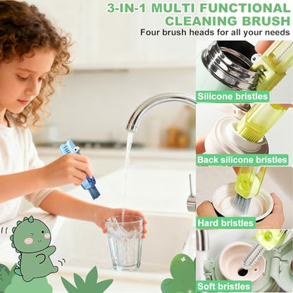 3 in 1 Cup Lid Gap Cleaning Brush, Portable Water Bottle Brush, Multifunctional Bottle Cleaner Brush Set for Tight Spaces, Bottle Gaps, Straws, Tumblers, Travel Mug Caps(3 PCS) - color: Blue, Orange, Green(3pcs)