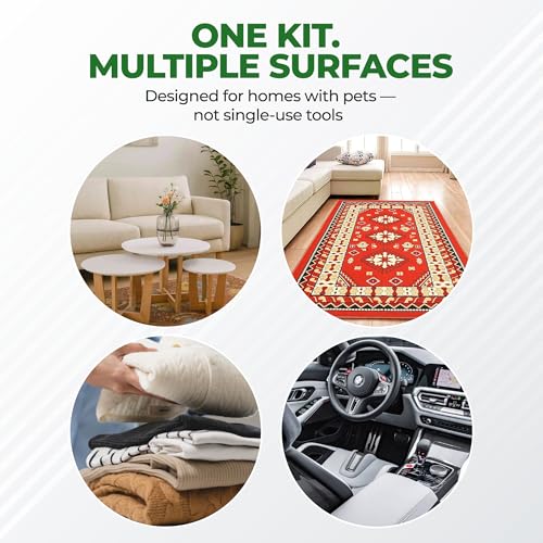 5-Piece Pet Hair Remover Kit for Dogs & Cats – Reusable Lint Roller, Deshedding Grooming Glove & Fur Remover for Couch, Furniture, Carpet, Clothes & Car Seats