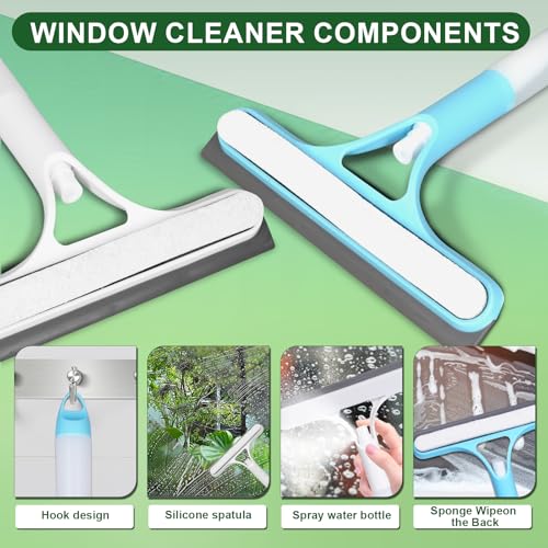 3 in 1 Window Cleaning Scraper, Window Squeegee with Sprayer, Window Cleaning Scraper for Windows, Walls, Car Windshields, Bathrooms, Kitchens, All-Purpose Window Cleaner Tool (White) - color: Std-white