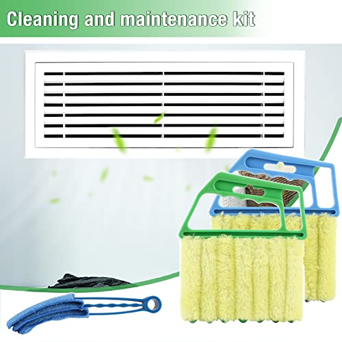 2Pcs Window Venetian 7 Finger Dusting Cleaner Tool and 1Pc Window Blind Duster Brush Hand-Held Window Shutters Venetian Shades Brush Air Conditioner Duster Dirt Cleaner - color: Blue