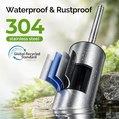 HAMITOR Toilet Brush and Holder Set: 304 Stainless Steel Heavy Duty Bowl Cleaner Brush - Deep Cleaning Under Rim Curved Bristle - Space Saving Wall-Mounted for Home RV Bathroom Accessories Silver