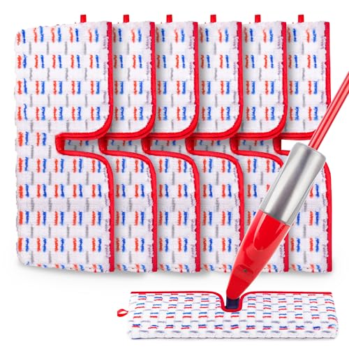 Microfiber Reusable Mop Pads Compatible with O-Cedar Promist MAX, Mop Heads Replacement Thicken Refills Wet Dry Mopping Dual-Sides Use for All Floor Surfaces(6 Pack) - size: 6 PACK