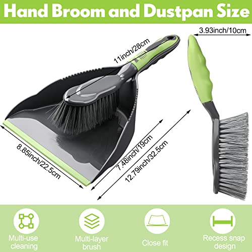 Zopeal 4 Set Dust Pan and Brush Set, Small Dustpan with Broom, Handheld Angle Broom and Dustpan Set for Home Room Kitchen Car Office Lobby Indoor Floor Cleaning