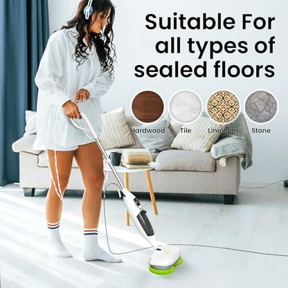 Electric Steam Mop – 15-in-1 Detachable Floor Scrubber with 3 Steam Modes – Electric Mop for Hardwood Floors, Kitchen Hoods & Worktops Cleaning