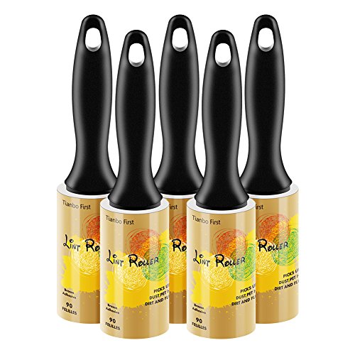 Extra Sticky Lint Rollers for Pet Hair Small Pet Hair Rollers Dog Cat Fuzz Clean Removal Rolls Easy Tear Sticky Lint Roller Removers for Clothes Couch Furniture, 450 Sheets Total, 5 Packs
