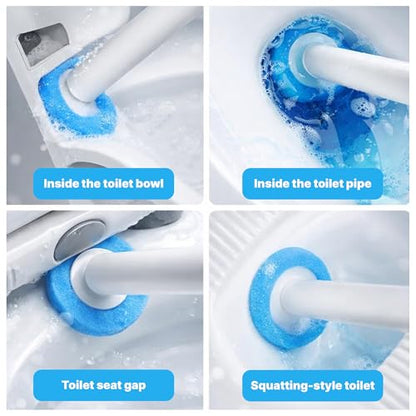 CiLoN 24 Pack Auto-Open Lid Disposable Toilet Bowl Brush & Holder Refills | Wall-Mounted Disposable Toilet Cleaning Set For Touch-Free Space-Saving Hygienic Modern Bathrooms (Ocean Breeze + 24 Sponge) - size: Ocean Breeze - 24 Refills