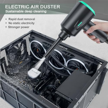 Meudeen Air Duster - Electric Air Blower - 5.74oz High Power Cleaning for Computer - PC - 2 Gear Compressed Air - color: Green