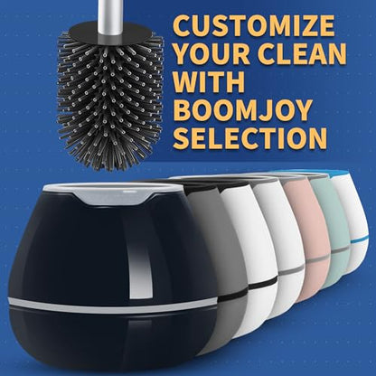 BOOMJOY Toilet Brush and Holder Set 2 Pack, Silicone Toilet Bowl Cleaner Brush, Toilet Scrubber Brush with Tweezers for Bathroom Cleaning, RV Accessories, House Organization Must-Haves - Gray - color: Gray
