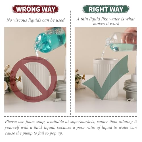 BosilunLife Foam Hand Soap Dispenser - Ceramic Foaming Soap Dispenser for Bathroom 12oz Refillable Liquid Lotion Soap Dispenser with Rust-Proof Foaming Pump for Countertop - color: Light Grey Foam Pump
