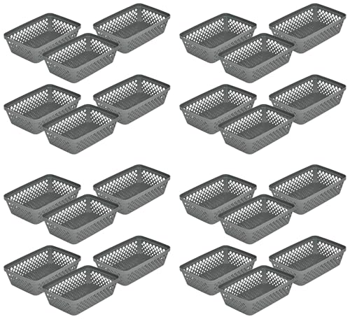 Glad Plastic Storage Basket Set - Multipurpose Drawer Trays, Kitchen Pantry Containers, and Bathroom Bins - Medium Organizers, Grey, 6 Count (Pack of 4) - color: Grey, size: Medium (Pack of 4)