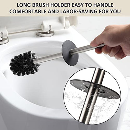 BGL Toilet Brush Holder Freestanding,Brushed Nickel,304 Stainless Steel,SUS304 Toilet Bowl Brush and Holder for Bathroom - Space Saving,Sturdy,Deep Cleaning,Covered Brush - color: Brushed Nickel