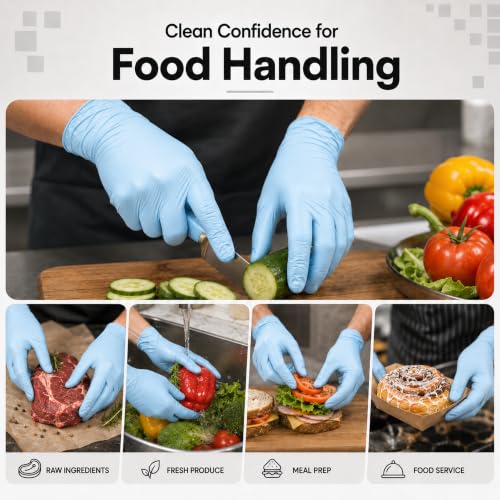 ForPro Disposable Nitrile Gloves, Chemical Resistant, Powder-Free, Latex-Free, Non-Sterile, Food Safe, 4 Mil - color: Blue, size: Large (Pack of 100)