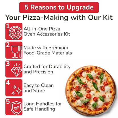 Senwosa Premium Pizza Oven Accessories Kit - 6-Piece Set for Home Pizza Making: Includes Pizza Peel, Oven Brush, Bubble Popper Turner, Rocker Cutter, Dough Roller & Scraper - size: Set of 6