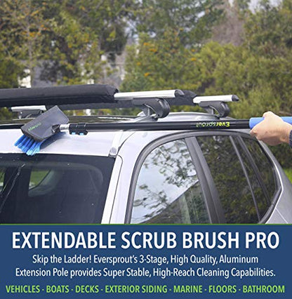 EVERSPROUT 5-to-12 Ft Car Brush with Rubber Bumper, Lightweight Extension Pole Handle, Soft Bristles Car Wash Brush, RV Wash Brush, Truck Wash Brush, Boat Brush, Solar Panel Cleaning Brush and Pole - size: 12 feet