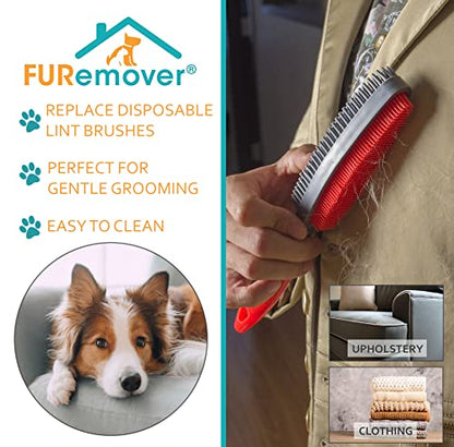 FURemover Duo Pet Hair Rubber Brush, Dual Sided to Easily Remove Fur and Lint from Clothing and Upholstery, Thick Bristles Groom Dogs and Cats, Easy to Clean, Colors May Vary - size: 1 Pack, style: FURemover Duo Lint Brush
