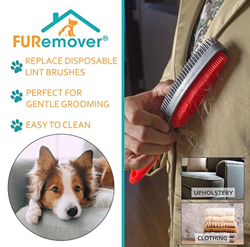 FURemover Duo Pet Hair Rubber Brush, Dual Sided to Easily Remove Fur & Lint from Clothing and Upholstery, Thick Bristles Groom Dogs and Cats, Easy to Clean, Colors May Vary (Pack of 12) - size: 12 Pack, style: FURemover Duo Lint Brush