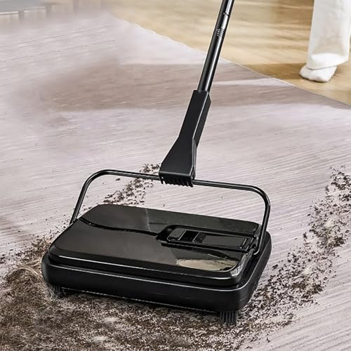 Carpet Sweeper Cleaner, 7.87 in Sweeping Paths, Manual Floor Sweeper, 300 ml Dustbin Capacity with Comb for Home Office Rugs Hardwood Surfaces Wood Floors Laminate, Cleans Dust Pet Hair