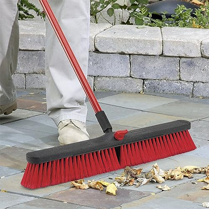 Libman Commercial 805 Multi-Surface Push Broom, 64" Length, 24" Width, Black/Red (Pack of 4)