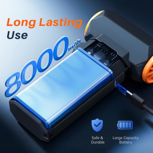 MUXNW Compressed Air Duster 130000RPM, Cordless Rechargeable Electric Air Duster & Vacuum 2-in-1, 100-Speed Display, 8000mAh Battery, USB-C Fast Charging, for PC, Home, Car Interior