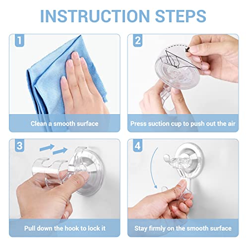 Teletrogy Suction Cup Razor Holder 4 Pack, Reusable Powerful Shower Suction Hooks for Inside Shower, Waterproof Shaver Holder for Kitchen Bathroom Door Glass Loofah Towel Robe Wreath - size: 4 Pack