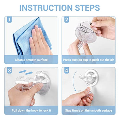 Teletrogy Suction Cup Razor Holder 4 Pack, Reusable Powerful Shower Suction Hooks for Inside Shower, Waterproof Shaver Holder for Kitchen Bathroom Door Glass Loofah Towel Robe Wreath - size: 4 Pack
