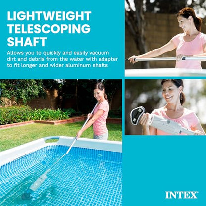 INTEX Rechargeable Handheld Pool Vacuum Cleaner with 94” Telescoping Pole, 2 Brush Heads, & Shaft Adapter for PureSpas & Pools