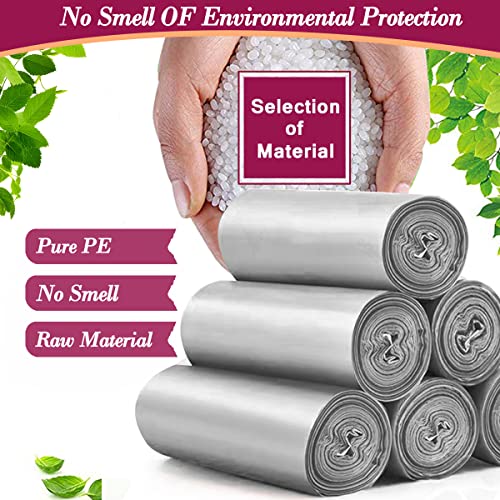 4 Gallon 180pcs Small Silver Grey Trash Bags Strong Garbage Bags, Bathroom Trash Can Bin Liners, Plastic Bags for Office, Waste Basket Liner, Fit 12-15 Liter, 3.5,4,4.5 Gal（Silver Grey 180） - color: Grey, size: 180 Count (Pack of 1)