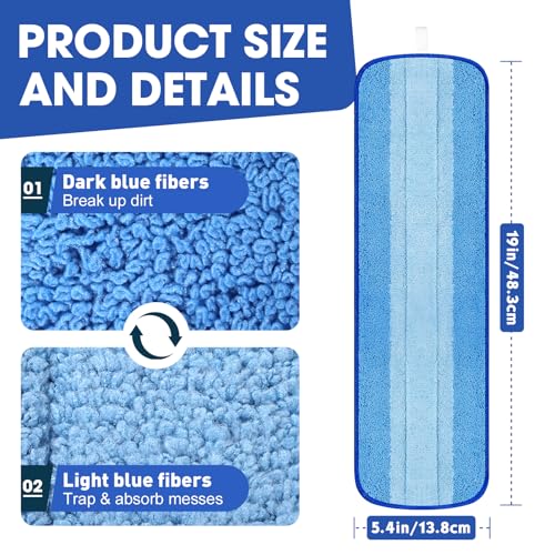 10 Pack Microfiber Cleaning Pads Compatible with Bona Mop, 18 Inch Hardwood Floor Replacement Cleaner Pads, Washable & Reusable Microfiber Mop Pads for Hard Surface Floors
