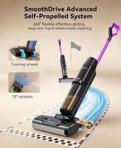 Wet Dry Vacuum Cleaner 20,000Pa,50Mins Runtime Cleaning Area 3013ft²,Cordless Vacuum Cleaner, Cordless Vacuum and Mop All in One,Self-Cleaning for Hard Floors Sticky Messes and Pet Hair H15Set