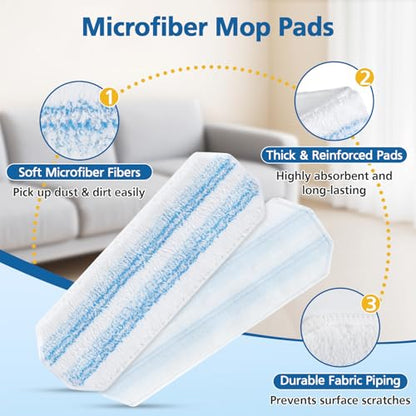 6 Pack H2prO Mop Pads Compatible with O Ceda H2PrO Flat Mop System, 100% Microfiber Mop Head Replacements, Washable and Reusable for H2prO Mop Refills, White - color: 6 Pack-white