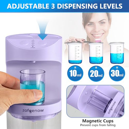 ZOFGENOW Automatic Mouthwash Dispenser for Bathroom,Bathroom Accessories 19.4 Fl Oz Dispensers with Magnetic Cups,Wall Mounted Dispenser,Suitable for All Age Groups,Purple - color: Purple