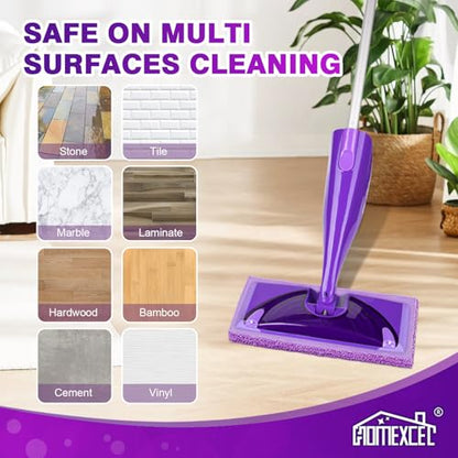 HOMEXCEL Microfiber Pads Compatible with Swiffer Wet Jet-15"x5.5", Reusable Pad Refills, Machine Washable Replacements for Multi Surface Wet & Dry Floor Cleaning, 8 Pack - color: Purple