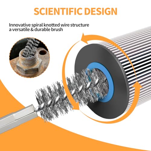Bore Brush for Drill – 6pcs Stainless Steel Wire Tube Brush in Different Sizes, Twisted Wire Cleaning Brush with 1/4" Hex Shank, bore Brush Copper Pipe Cleaner for Power Drill & Tube Cleaning - style: 6pcs