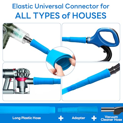 Universal Dryer Vent Cleaner Kit, Flexible Dryer Vacuum Hose Attachment and Lint Brush (Blue)