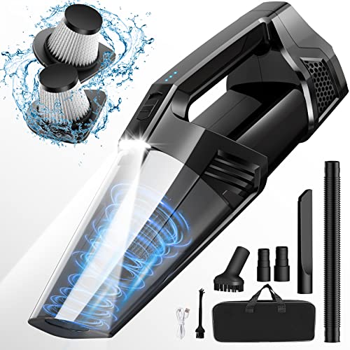 Blestan Handheld Vacuum Cordless Portable Car Vacuum with LED Light, High Power Suction, 3 in 1, Lightweight Rechargeable Hand Vacuum, Hand Held Vacuum Cleaner for Car Home Office, Pet Hair, Black - color: Deepblack