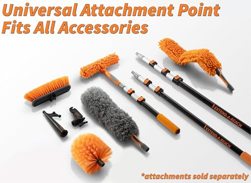 30 Foot High Reach Duster Kit with 5-24 ft Extension Pole // High Ceiling Dusting and Window Cleaning Kit with Telescopic Pole // Window Washer & Squeegee, Cobweb Duster, Fan Blade and Feather Duster - size: 24 feet