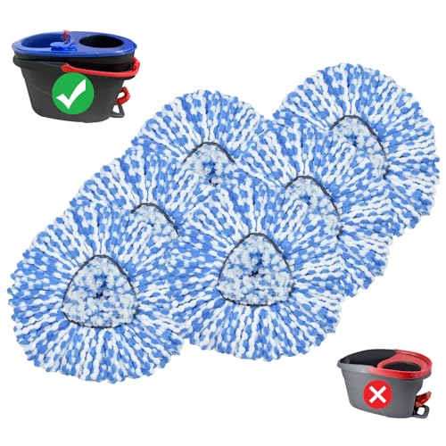 Mop Replace Head, 6 Pack Mop Heads Replacements for Oceda RinseClean 2-Tank System, Spin Mop Replacement Head, Microfiber Mop Refills, Machine Washable and Deep Cleaning (NOT for 1-Tank System)