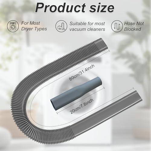 Dryer Vent Cleaner Universal Vacuum Hose Attachment Fits All Vacuums Cleaner Deep Cleaning Tools for Clogged Ducts & Lint Removal (Grey) - color: Gray