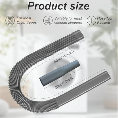 Dryer Vent Cleaner Universal Vacuum Hose Attachment Fits All Vacuums Cleaner Deep Cleaning Tools for Clogged Ducts & Lint Removal (Grey) - color: Gray