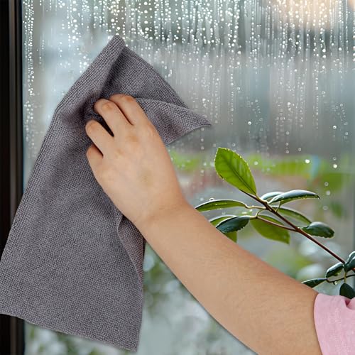 CARTMAN 60 Pack Microfiber Cleaning Cloth, Reusable Tear Away Towels Roll, 12"x12", Multi-Purpose Microfiber Towels Cleaning, Lint Free, Absorbent Cleaning Rags for Kitchen, Car, Glass (Grey) - color: 60pk Grey