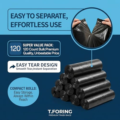40-45 Gallon Trash Bags Unscented, 35'' x 40'', Black, 120 Count | Large 40+ Gal Garbage Bag,Plastic Can Liners,Fit 131 - 168 Liter Bins,Multipurpose for Home, Commercial Use,Yard Waste, Bulk - color: 40-45 gal-120